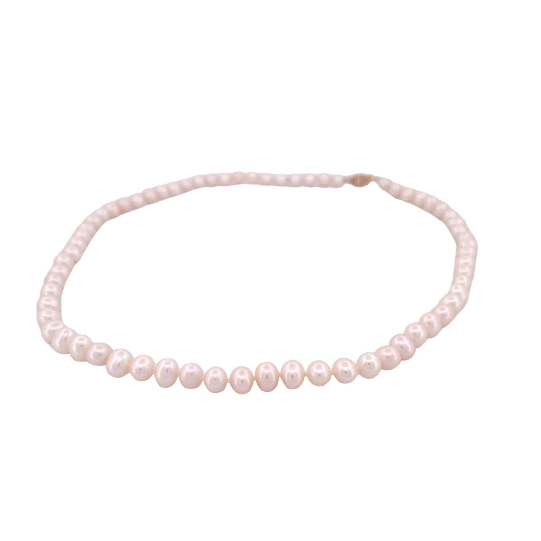 Elegant 14k Yellow Gold 6.5mm Freshwater Pearls Necklace
