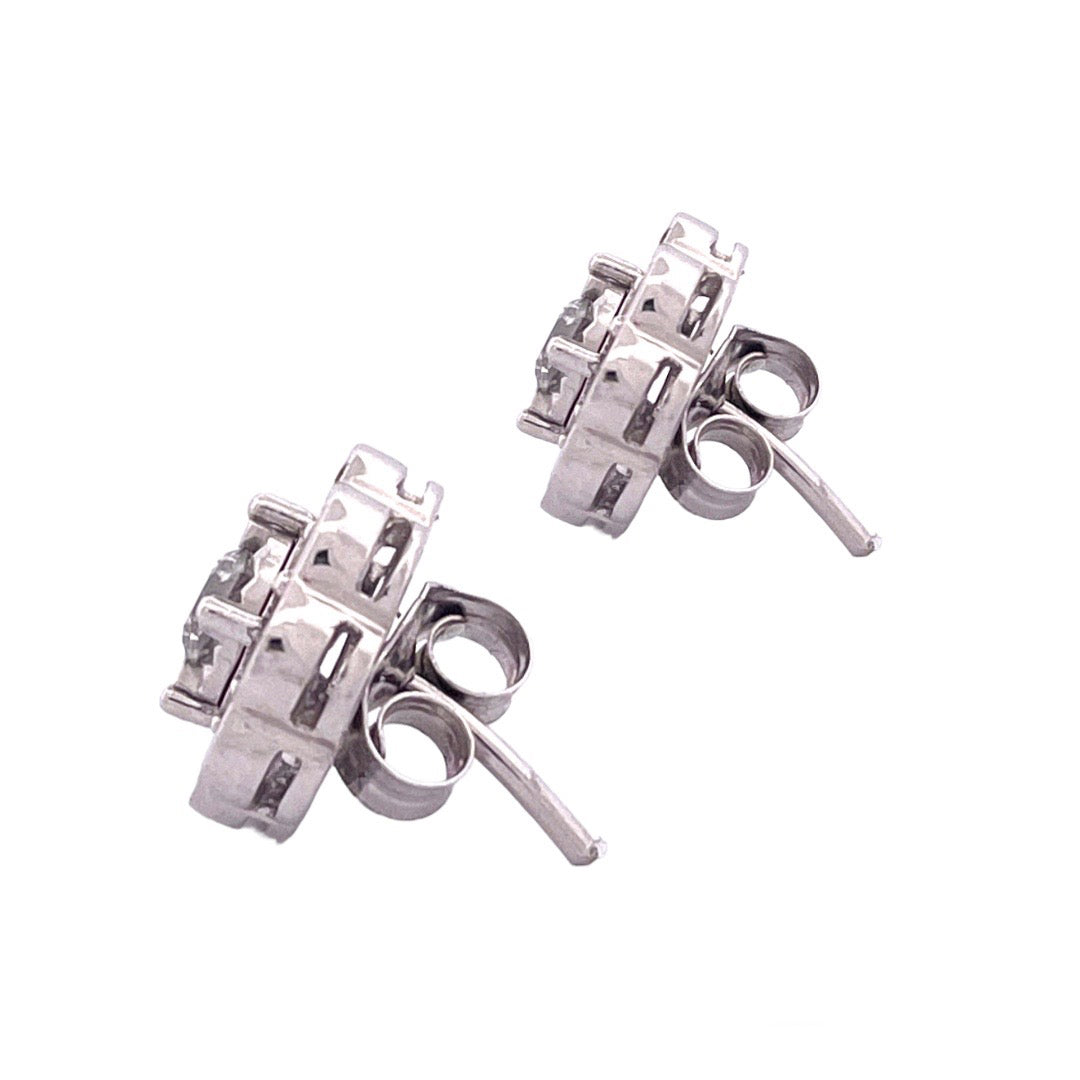 10k White Gold Diamond Cluster Stud Earrings