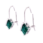 Load image into Gallery viewer, Exquisite 10K White Gold Square Cut Emerald Earrings
