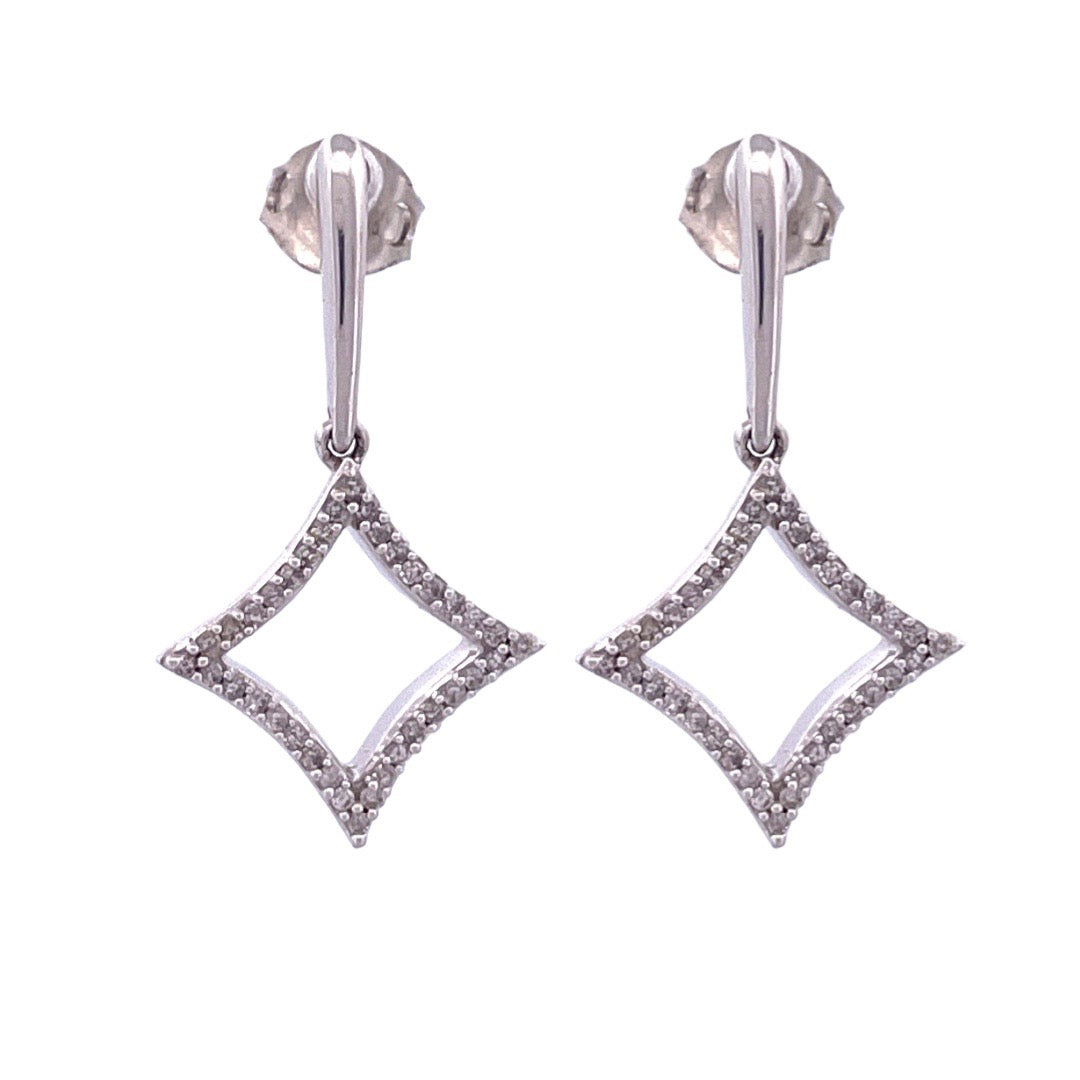 Elegant 10K White Gold Dangle Dover Diamond Earrings