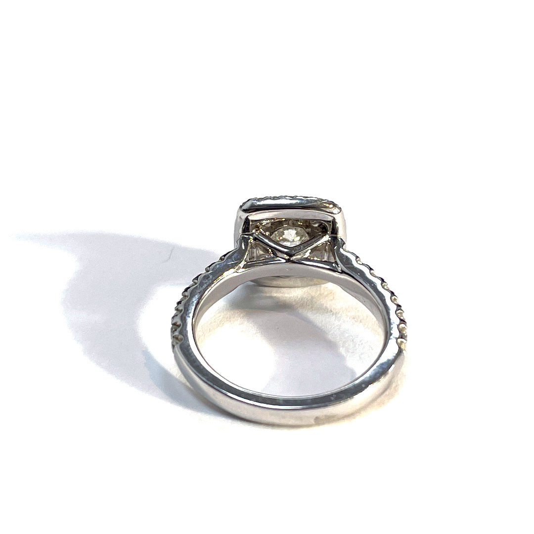 Elegant 14k White Gold Diamond Double Halo Ring