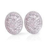 Load image into Gallery viewer, Sparkling 18K White Gold Diamond Oval Big Earring
