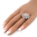 Load image into Gallery viewer, Exquisite 18k White Gold Diamond Flower-Shaped Leaf Cluster Ring

