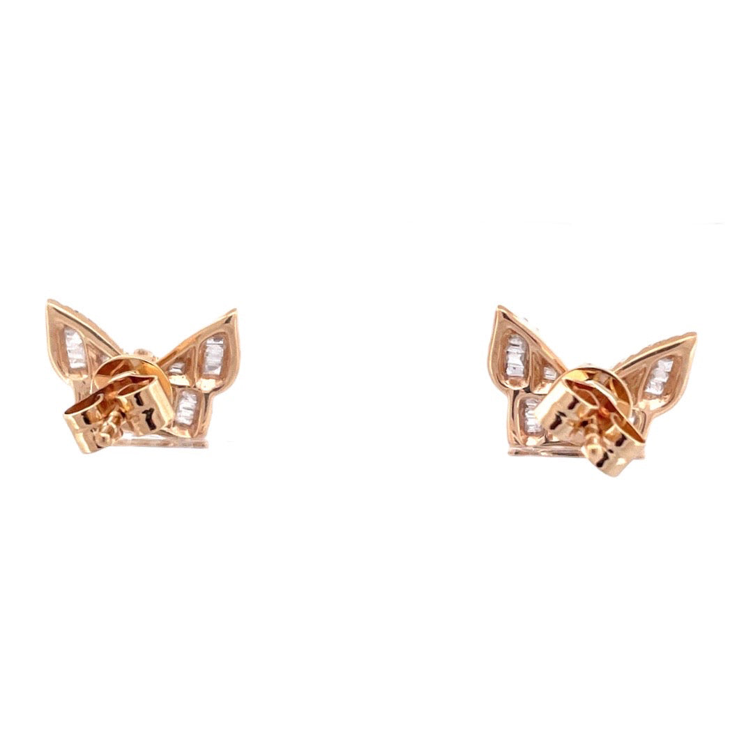 Shimmering 14k Yellow Gold or White Gold Butterfly Diamond Earrings
