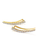 Load image into Gallery viewer, Gorgeous 14K White Gold & Yellow Gold Curved Bar Diamond Ear Crawlers