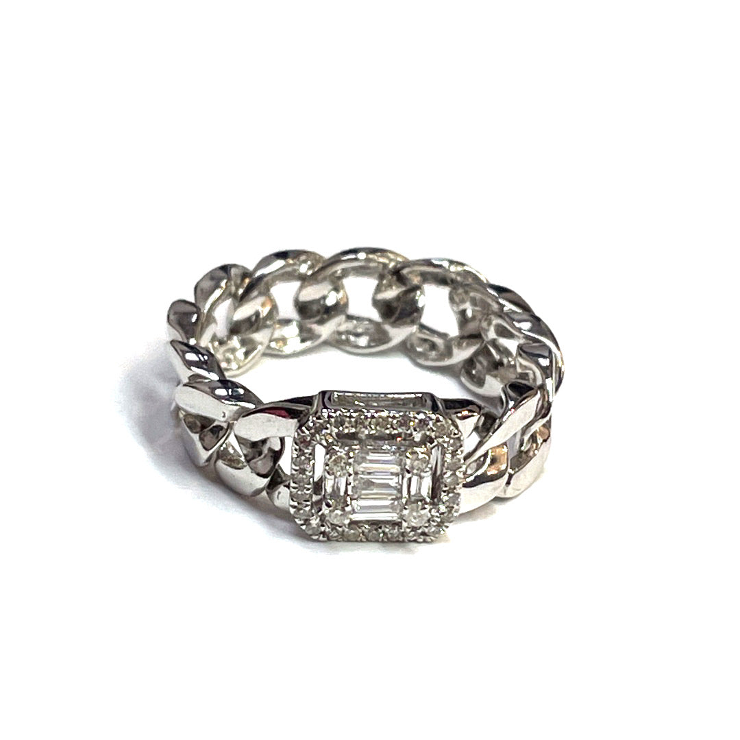 Stunning 14K Yellow Gold or White Gold Chain Ring
