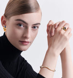 Load image into Gallery viewer, Exquisite 18k Yellow Gold Italian Cabochon Sapphire Ring and Earring Set
