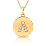 Load image into Gallery viewer, 14k Gold 9mm x 12mm Disc Initial Engraved Letter Necklace