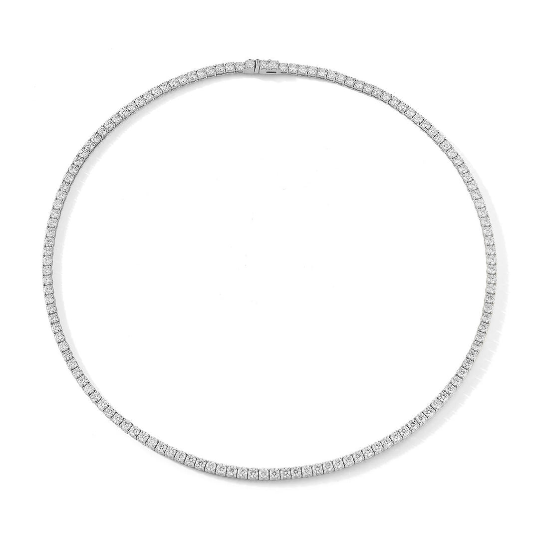 Radiant 14K Yellow or White Gold 3.00 Carat Natural Diamond Tennis Necklace