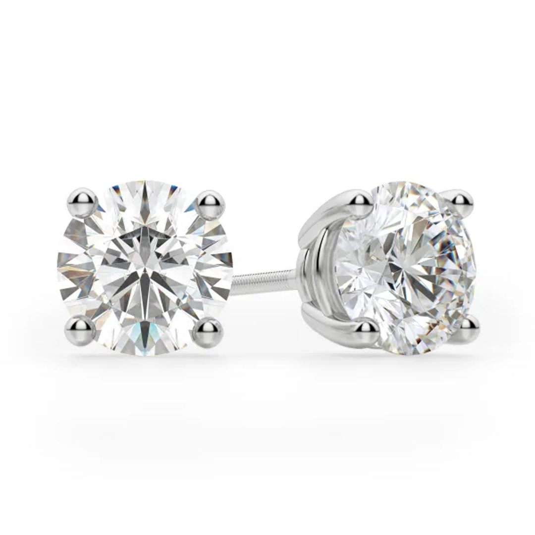 3.0 TCW Natural Round Diamond Of F-G VS Stud Earrings in 18k/14K yellow or white Gold