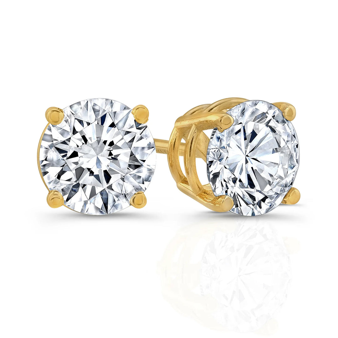 Radiant 1.5 TCW Natural Round Diamond Of H-I VS Stud Earrings in Yellow Gold Or White Gold in 18/14k