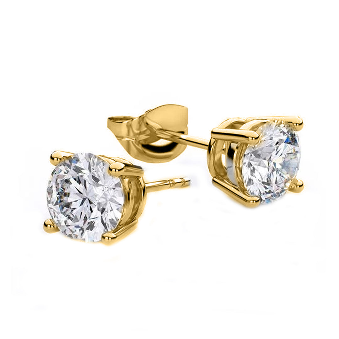 Brilliance 1.50 TCW Round Diamond Stud Earrings of F-G VS in 18k/14k Gold