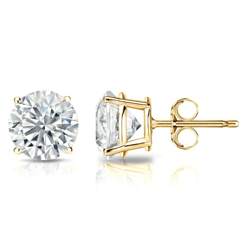 Exquisite 2.0 TCW Round Natural Diamond of F-G VS Stud Earrings in 18K/14K Gold