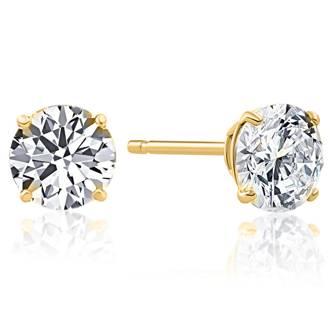 Sparkling 2.5 TCW Natural H-I VS Round Diamond Stud Earrings in 18K/14K Yellow Gold or White Gold