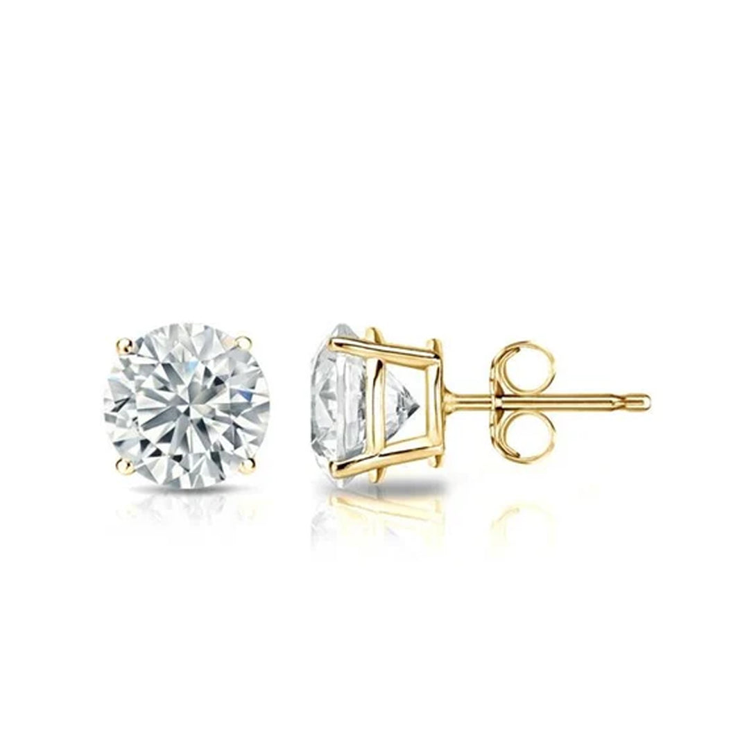 Exquisite 3 TCW Natural H-I VS Round Diamond Stud Earrings in 18K/14K Yellow Gold or White Gold
