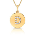 Load image into Gallery viewer, 14k Gold 9mm x 12mm Disc Initial Engraved Letter Necklace
