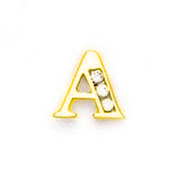 14k Gold Classic Initial Letter Stud Post Earring