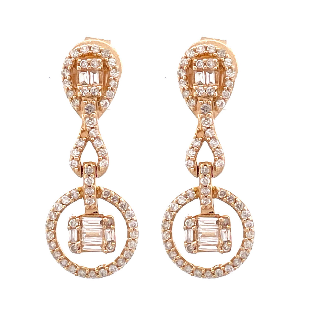 Exquisite 14k Yellow Gold and White Gold Two-Tone Diamond Earrings
