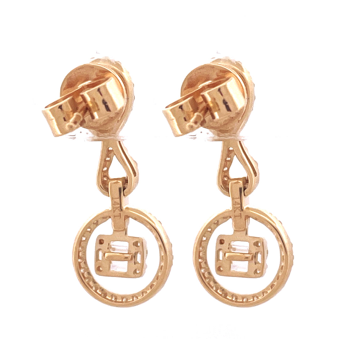 Exquisite 14k Yellow Gold and White Gold Two-Tone Diamond Earrings