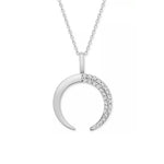 Load image into Gallery viewer, Stunning 14k yellow Gold or white gold Diamond Crescent Moon Pendant Necklace
