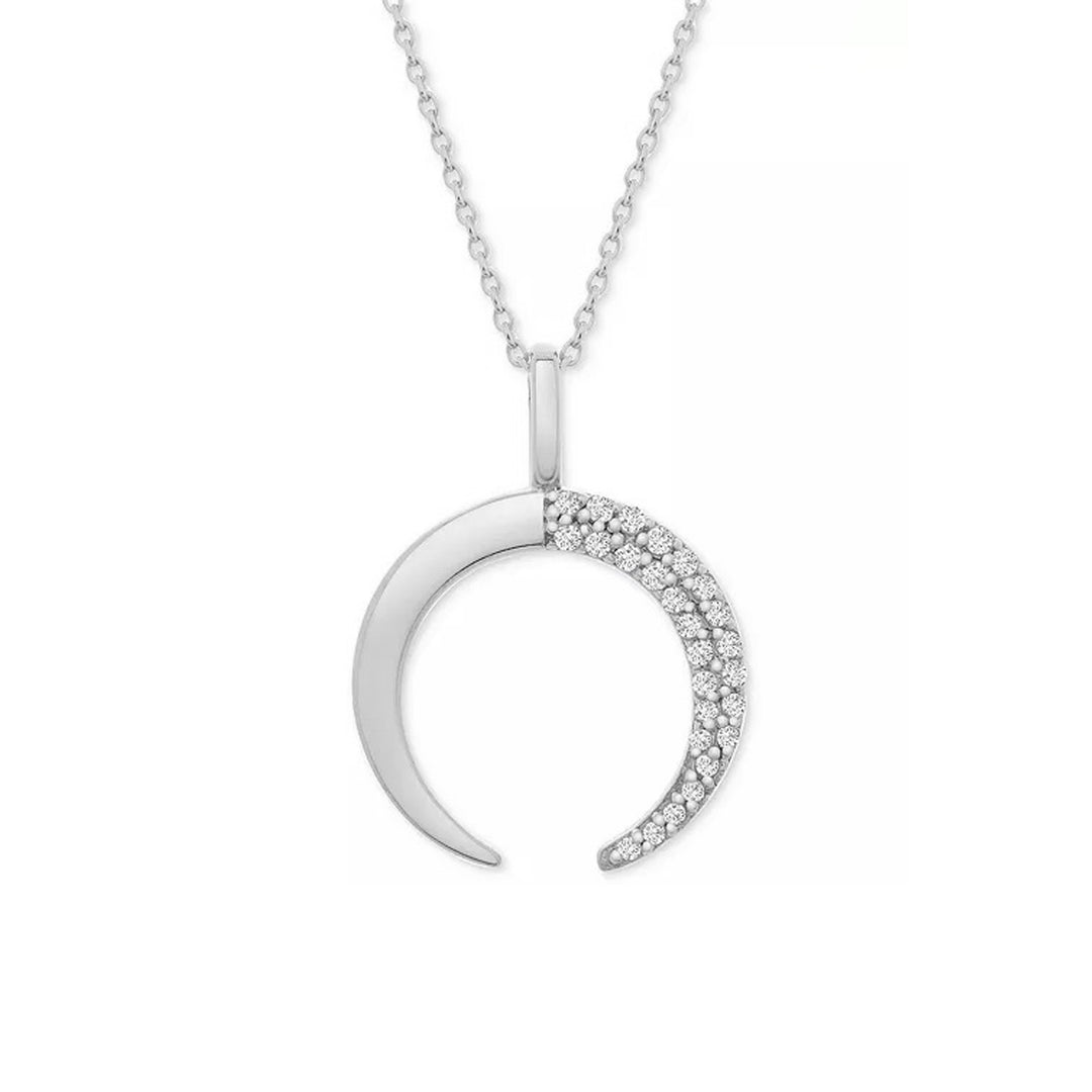 Stunning 14k yellow Gold or white gold Diamond Crescent Moon Pendant Necklace