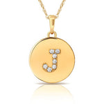 Load image into Gallery viewer, 14k Gold 12mm x 18mm Disc with Initial Engraved Letter Necklace
