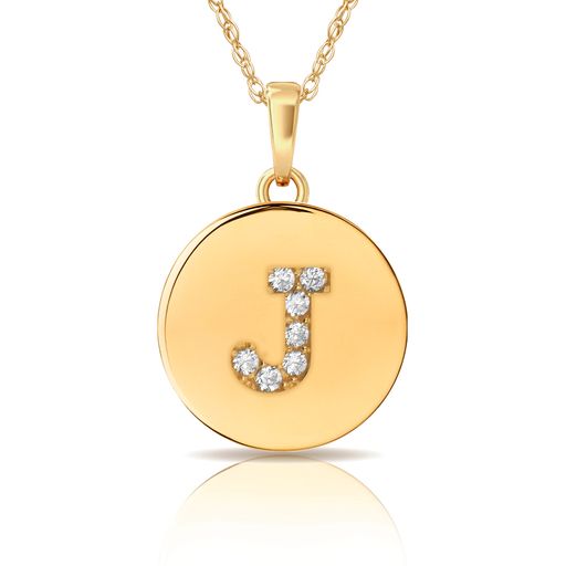 14k Gold 12mm x 18mm Disc with Initial Engraved Letter Necklace