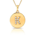 Load image into Gallery viewer, 14k Gold 9mm x 12mm Disc Initial Engraved Letter Necklace
