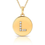 Load image into Gallery viewer, 14k Gold 12mm x 18mm Disc with Initial Engraved Letter Necklace
