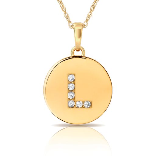 14k Gold 12mm x 18mm Disc with Initial Engraved Letter Necklace