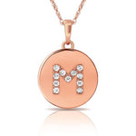 Load image into Gallery viewer, 14k Gold 12mm x 18mm Disc with Initial Engraved Letter Necklace
