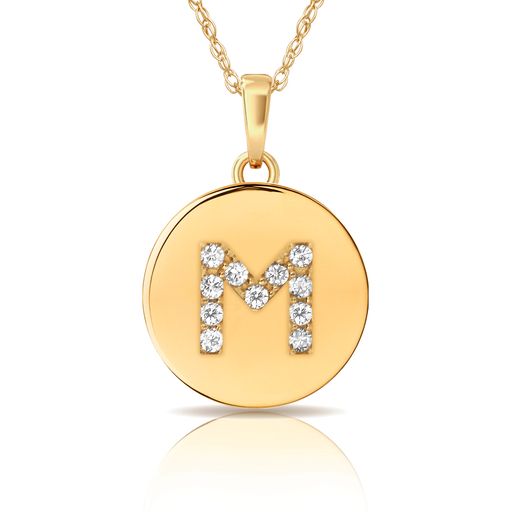 14k Gold 12mm x 18mm Disc with Initial Engraved Letter Necklace