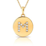 Load image into Gallery viewer, 14k Gold 9mm x 12mm Disc Initial Engraved Letter Necklace