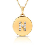 Load image into Gallery viewer, 14k Gold 9mm x 12mm Disc Initial Engraved Letter Necklace