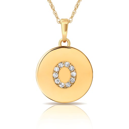 14k Gold 12mm x 18mm Disc with Initial Engraved Letter Necklace