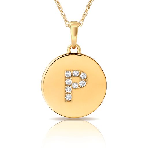 14k Gold 12mm x 18mm Disc with Initial Engraved Letter Necklace