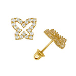 Load image into Gallery viewer, Gorgeous 14K Open Frame in Yellow Gold Or White Gold Butterfly Earrings with Screwback
