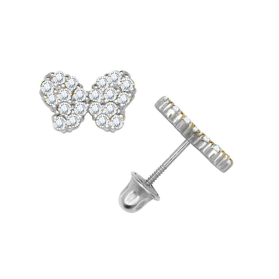 Glamorous 14K Solid Yellow Gold Or White Gold Butterfly Earrings with Screwback