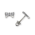 Load image into Gallery viewer, Petite 14K Bow Stud Earrings with Screwback in Yellow Gold Or White Gold
