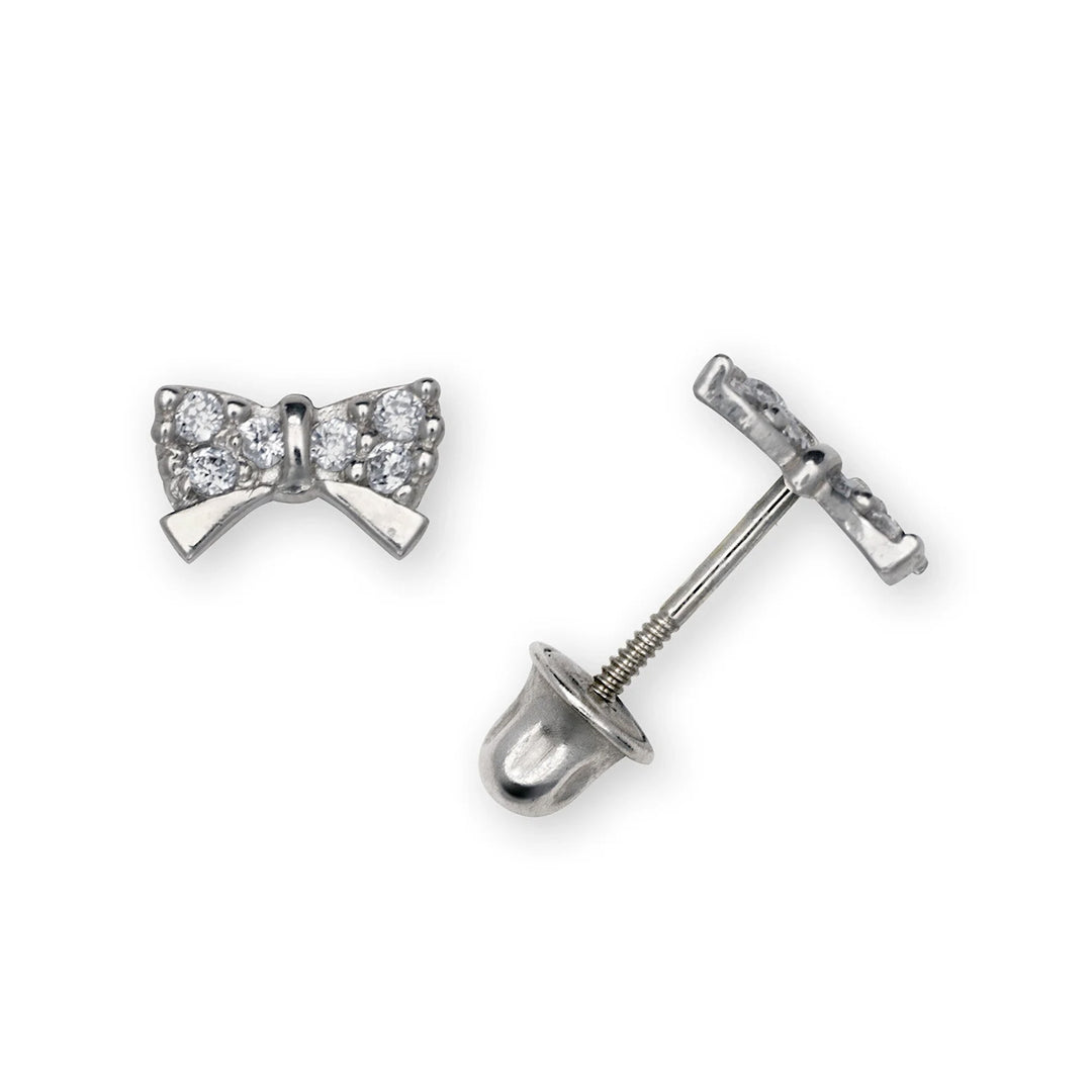 Petite 14K Bow Stud Earrings with Screwback in Yellow Gold Or White Gold