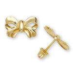 Load image into Gallery viewer, Elegant 14K Yellow Gold or White Gold Minimal Bow Screw Back Earrings
