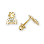 Load image into Gallery viewer, Enchanting 14K Yellow Gold Frog Stud Earrings with Screwback Closure
