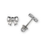 Load image into Gallery viewer, Radiant 14K Yellow Gold Or White Gold Dainty Minimal Bow Screwback Earring
