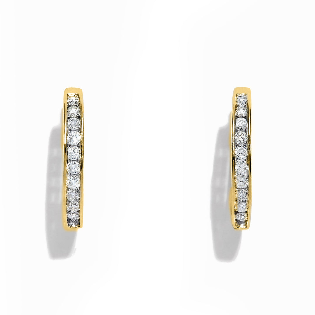 Brilliant 14K Yellow Gold or White Gold Pave Huggie Earrings