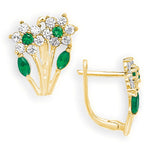 Load image into Gallery viewer, Blooming 14K Gold 12 Month Birthstones Double Flowers Leaf Leverback Earrings