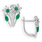 Load image into Gallery viewer, Blooming 14K Gold 12 Month Birthstones Double Flowers Leaf Leverback Earrings