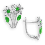 Load image into Gallery viewer, Blooming 14K Gold 12 Month Birthstones Double Flowers Leaf Leverback Earrings