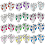 Load image into Gallery viewer, Blooming 14K Gold 12 Month Birthstones Double Flowers Leaf Leverback Earrings