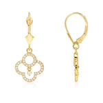 Load image into Gallery viewer, Unique 14K Lever Back Quatrefoil Dangle Leverback Earrings in Yellow gold Or White Gold
