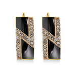 Load image into Gallery viewer, Shiny Leverback Earrings In Onyx and Opal in 14K Yellow Gold Or White Gold
